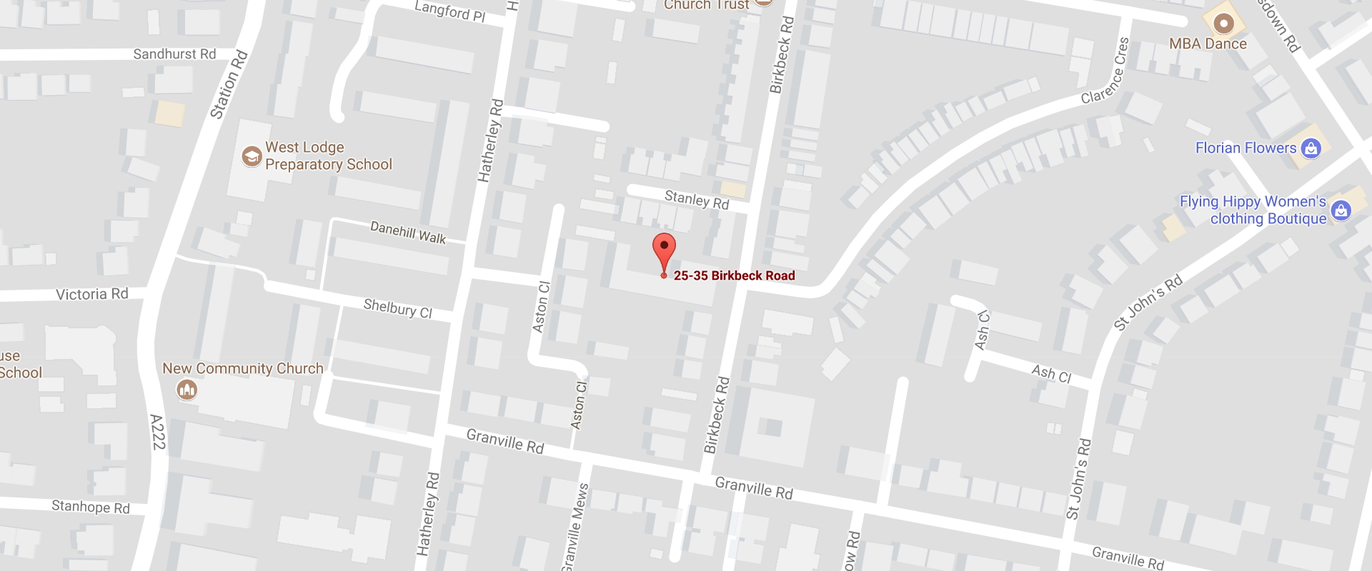 Map showing SP Vehicle Repairs on Birkbeck Road in Sidcup